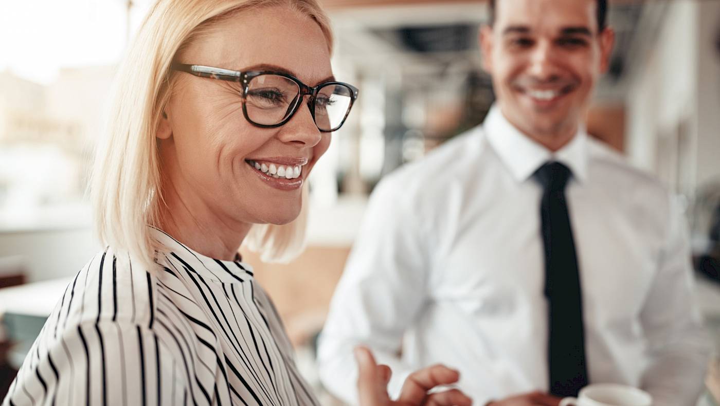 Young woman smiling and happy in work