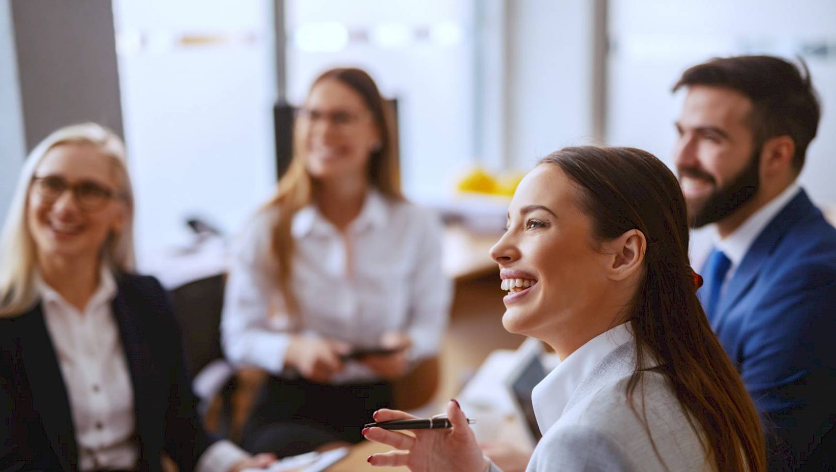 Team meeting female smiling